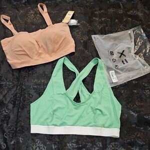 TomboyX Peach and Mint Green Bras
